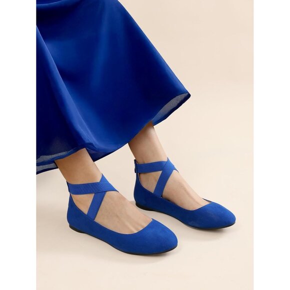 Dream Pairs Women Royal Faux Suede Flats Comfortable Elastic Ankle Straps Shoes - Picture 6 of 8